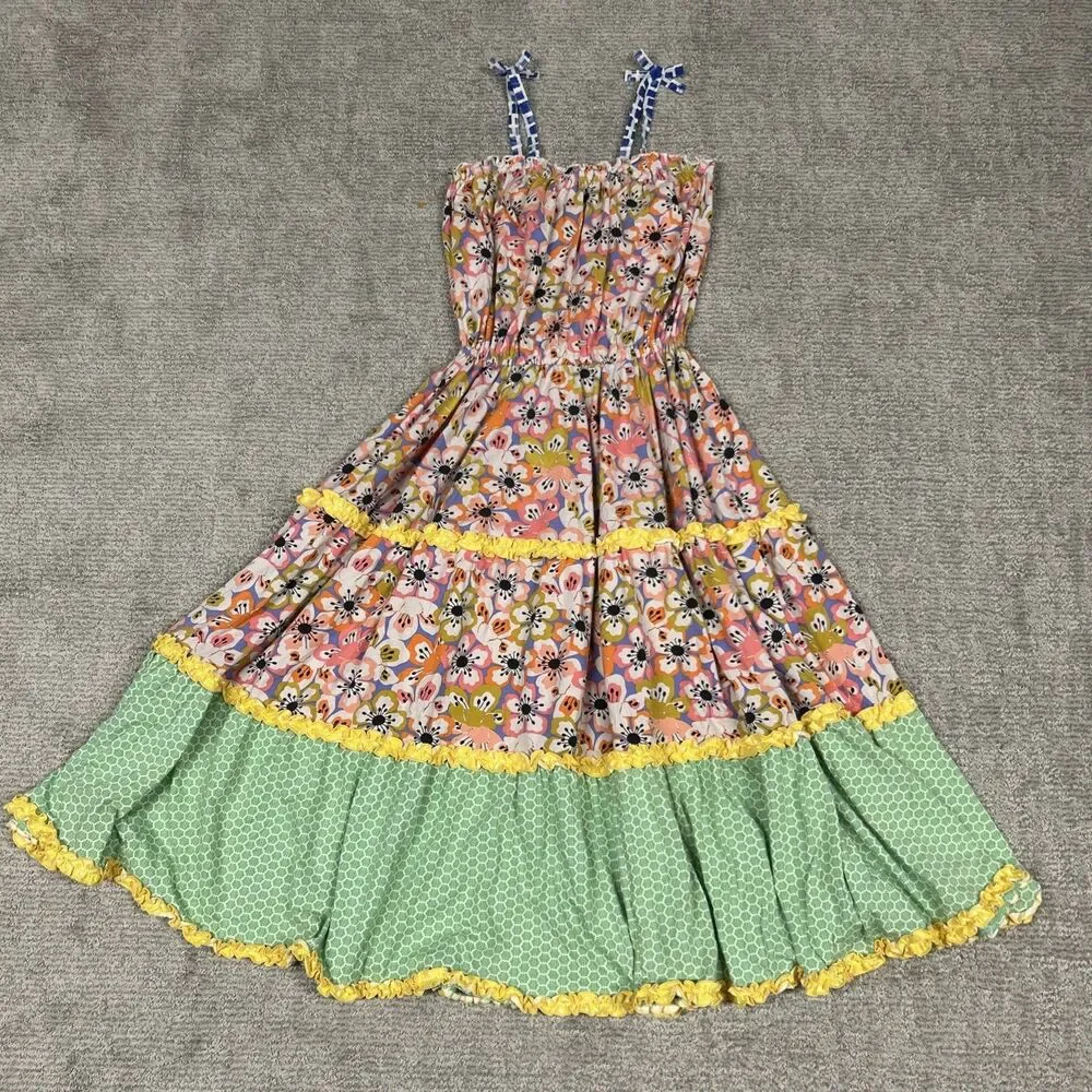 Matilda Jane Dress Girls 14 Tell Me More Maxi Tiered Sundress Cotton New